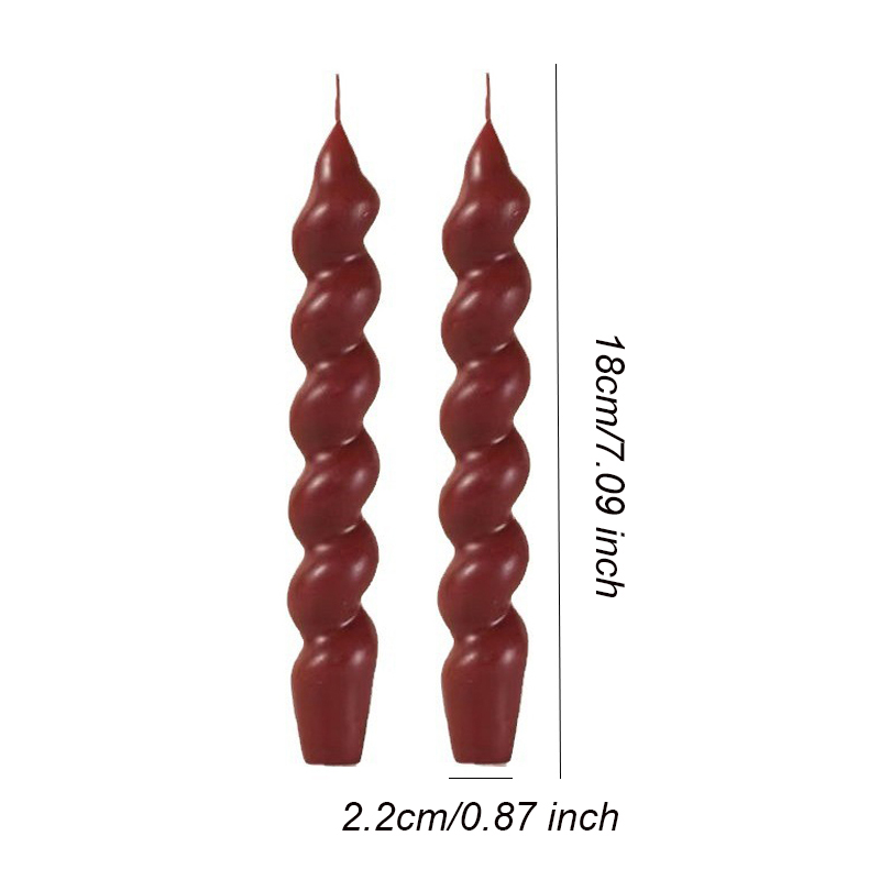 2 Stuks Lange Versierd Kaarsen Spiraal Vormige Geurkaars Home Decor Accessoires Lange Staaf Twisted Aroma Kaarsen Huishoudelijke Kaarsen: Rood