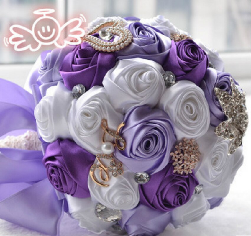 8 Colors Gorgeous Wedding Flowers Bridal Bouquets Artificial Wedding Bouquet Crystal Sparkle With Pearls buque de noiva: 18cm 8
