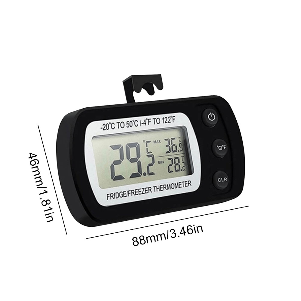 Digitales Kühlschrankthermometer, großes LCD, wasserdichtes Kühlschrank-Gefrierschrank-Thermometer, magnetische Rückseite und Haken für Zuhause, Riegel, Cafés