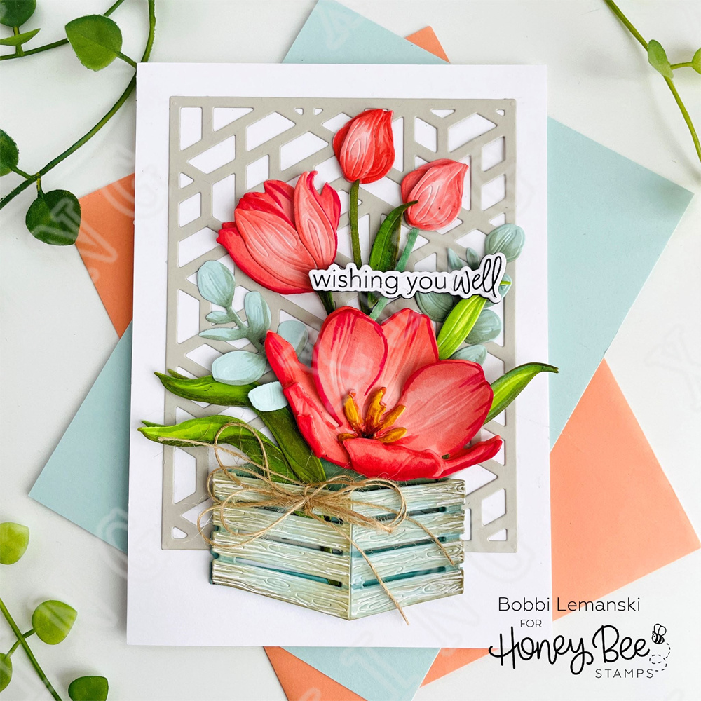 Spring Tulips Flowers Seed Greenery crate Metal Cutting Dies Scrapbook Diary Decoration Stencil Embossing Template