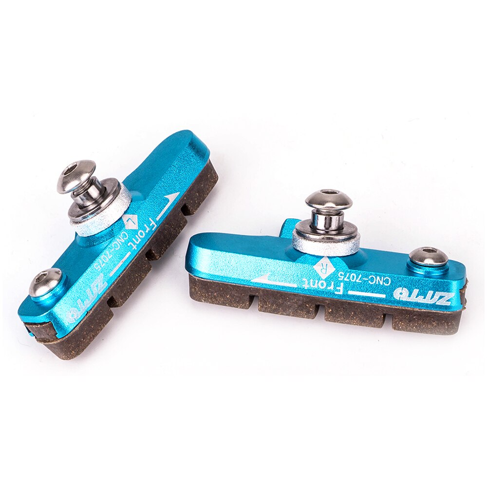 ZTTO – étriers de vélo de route avec plaquettes de frein remplaçables, coque en aluminium CNC, 1 paire de bloc, chaussures de freinage légères pour partie carbone: Blue for carbon
