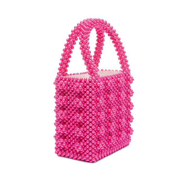 Vrouwen Parel Kralen Draagtas Acryl Clear Box Handtas Voor Vrouwen Party Vintage Kleine Avondtassen Luxe Strand sac: Hot Pink