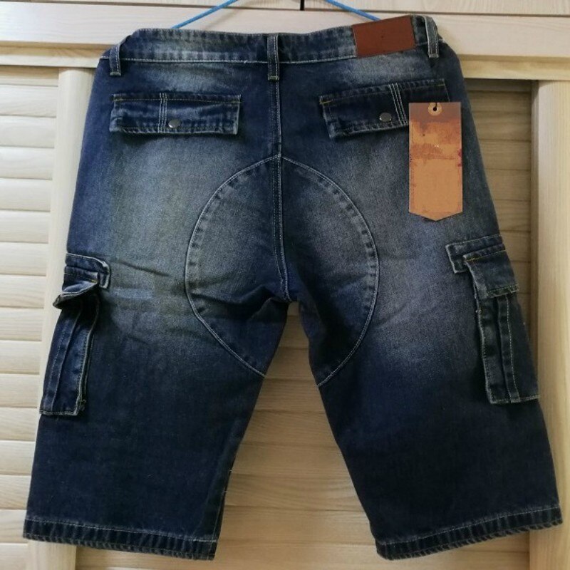 Sommer Vintage Herren Gerade Jeans Mehrere Taschen Fracht Kalb-Länge Denim Shorts Plus Größe Casual Jean Hosen