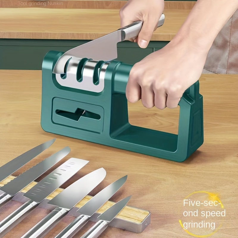 1pc Four-in-One Diamond Knife Sharpener - Quick and Easy Sharpening for Kitchen Knives, Scissors, and Blades