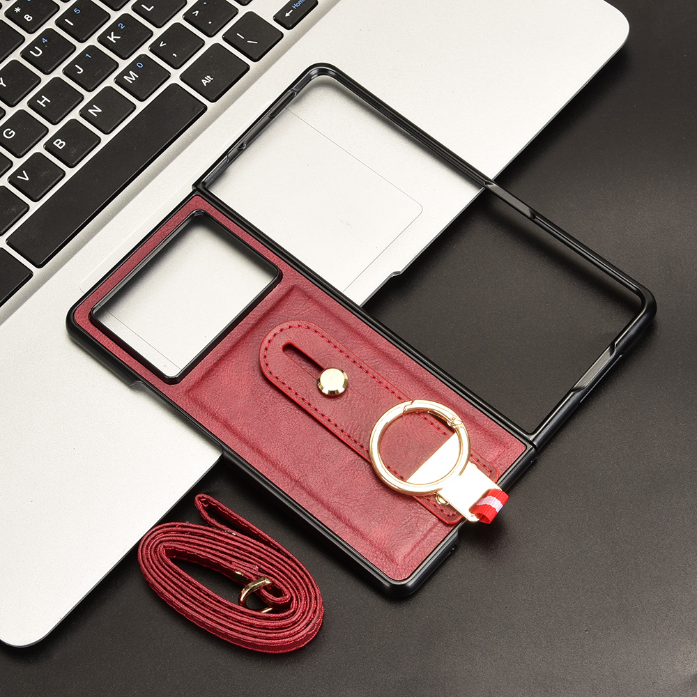 Luxe leren flip-wallet telefoonhoesje voor tecno phantom v fold 2 met standaardfunctie  ae10 op ae10op kaarthouder 2 ae10-: Donkerpaars