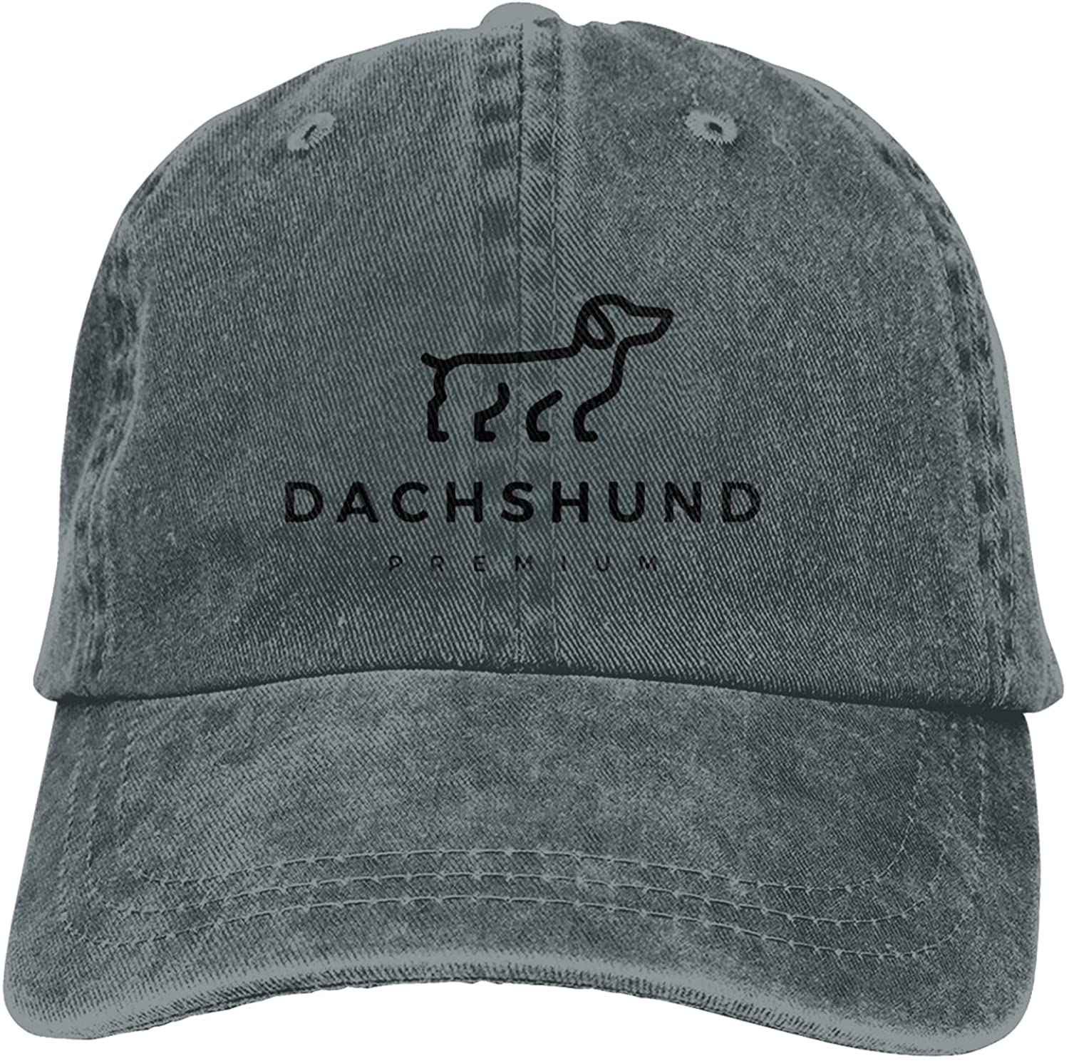 Dackel-hundemütze für damen und herren, verstellbar, trucker-Deckel aus gewaschenem Denim, für draussen-aktivitäzehn, schwarz