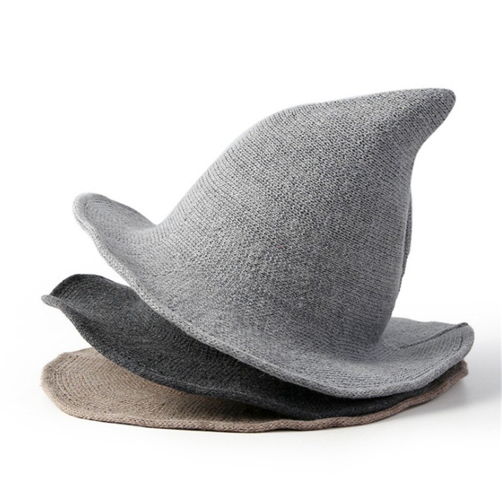 Sombrero de bruja negra para Halloween para mujer, accesorio de disfraz de , gorra con visera de , tejido de lana, acc005