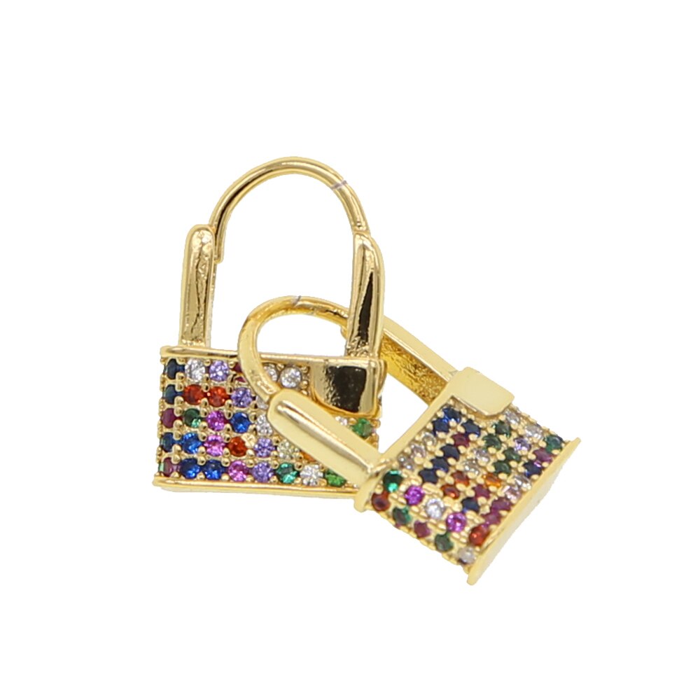 Rouge vert bleu blanc arc-en-ciel cz pavé couleur or petite boucle d'oreille pour les femmes: rainbow