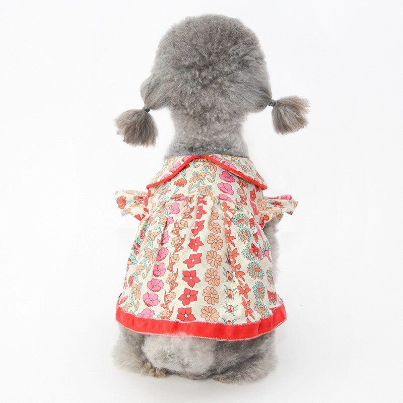 Vestido de flores bonitas para mascotas, ropa para perros y gatos, vestido de verano para Chihuahua, Yorkshire, ropa para cachorros, falda para caniche, disfraz de Pomerania