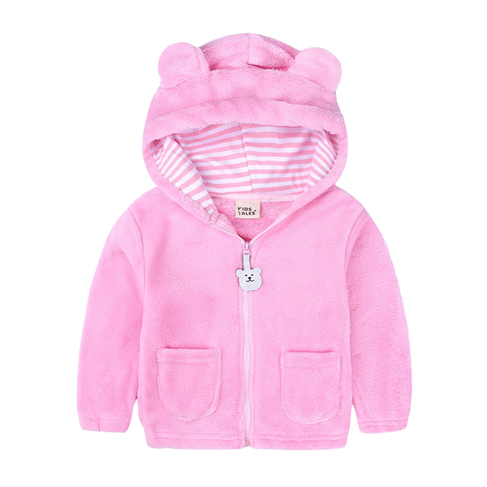 Baby Meisjes Jas Kids Jongens Mode Jassen Kunstmatige Bont Warm Hooded Herfst Winter Meisjes Baby Kleding Kinderen Jas: pink / 24