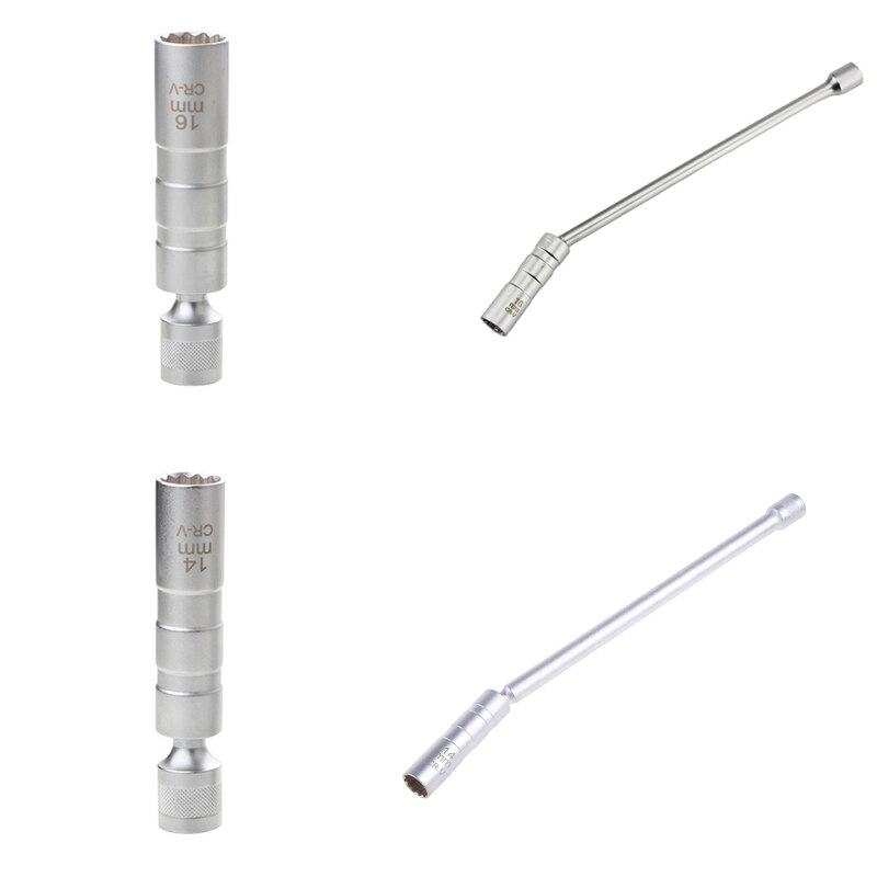 Swivel Magnetic Thin Wall Long Spark Plug Socket Universal Joint Extension Flexible Socket Wrench Removal Tool 14/16mm