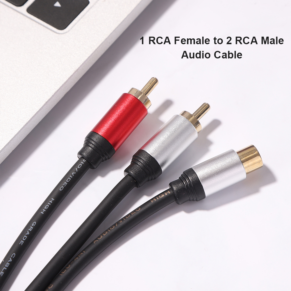Câble audio en métal pour amplificateur de voiture, 2 RCA mâles vers 1 RCA femelle, câble séparateur Y, haut-parleur stéréo, adaptateur de caisson de basses