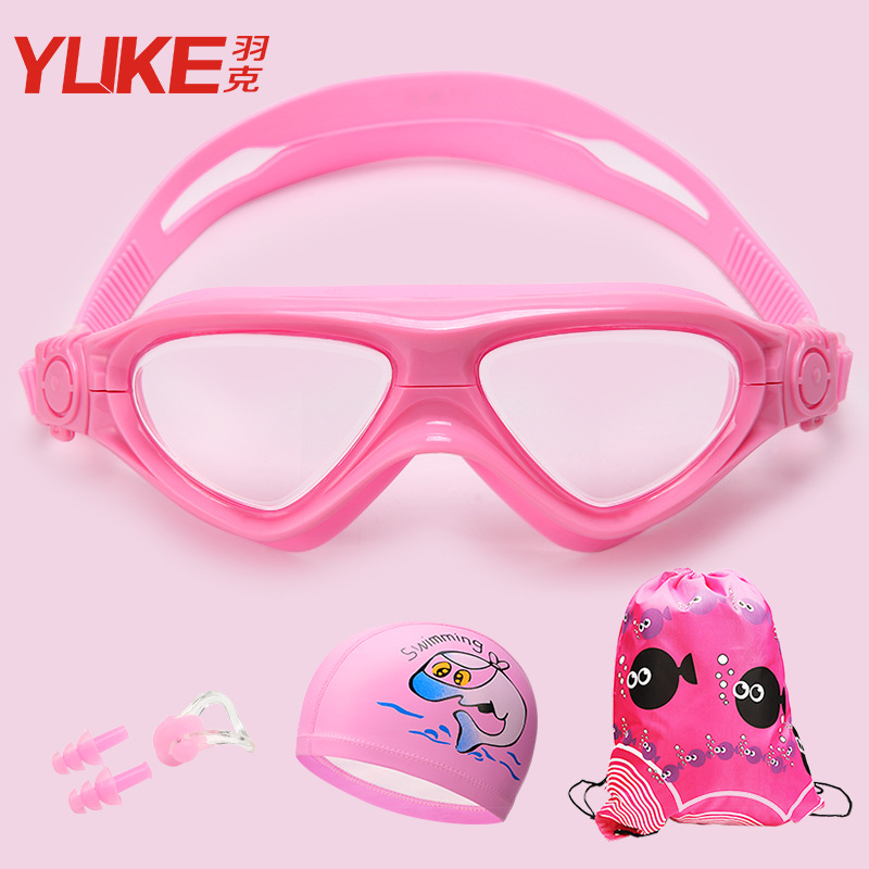 Nuovi bambini trasparenti regolabili bambini silicone impermeabile anti nebbia scudo UV occhiali da nuoto occhiali occhiali occhiali: rosa 4pezzi