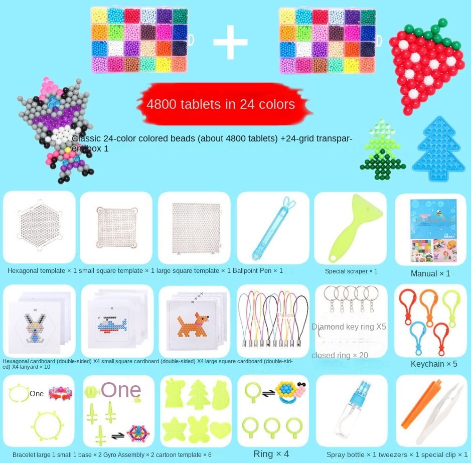 Magic Water Mist Magic Beads Handmade Diy Girls&#39; Water-soluble Beads Early Education Children&#39;s Educational Toy: 24 color 4800grain