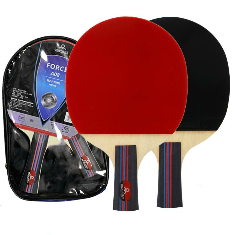 Racchetta da Ping-Pong 2 pezzi manico lungo manico corto gomma carbonio doppia faccia brufoli racchette da Ping-Pong pipistrello con custodia