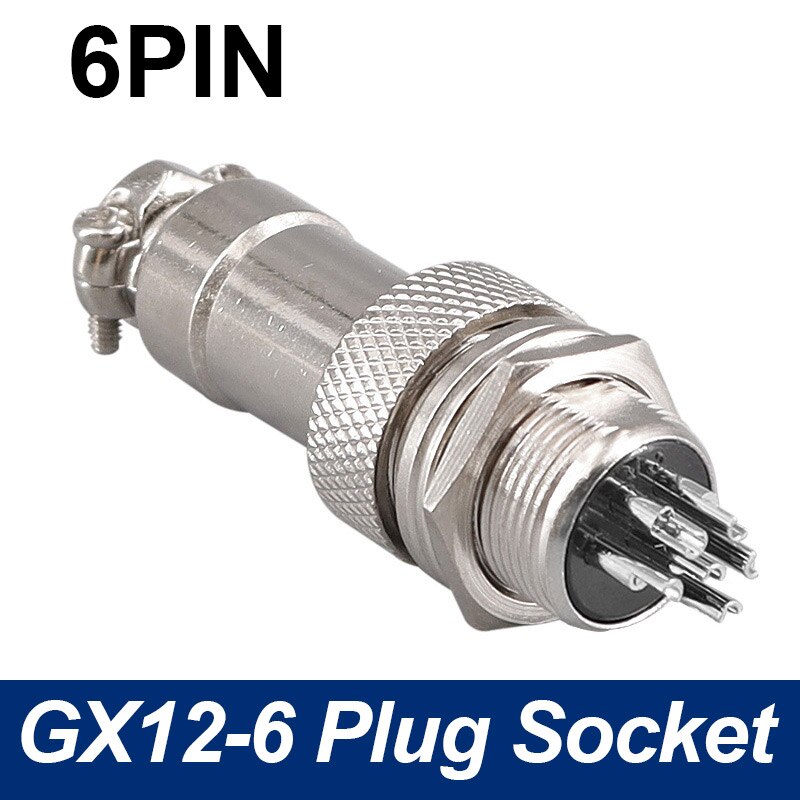 GX12 Panel Circular Aviation Connector Plug Socket 2pin 3Pin 4Pin 5Pin 6Pin 7Pin 5A 125V M12 Connectors: 6Pin