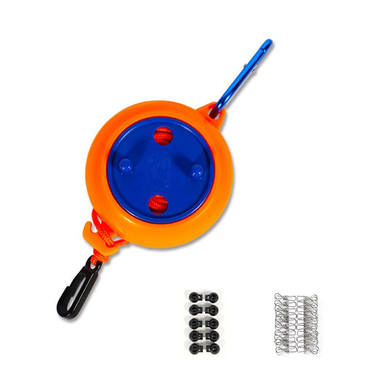 Retractable Clothesline Storage Case Windproof Recycling Cassette Drying Clothes Hanger Rope Travel Washing Line With Fittings: 2