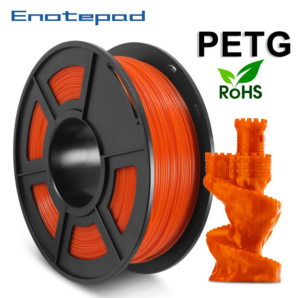 Enotepad PETG Filamento 2.2lb 100% nessuna bolla Tolleranza di +/-0.02mm 3D Stampante Filamento s Spool 1.75 millimetri 1KG supporto ordine All'ingrosso: Orange PETG