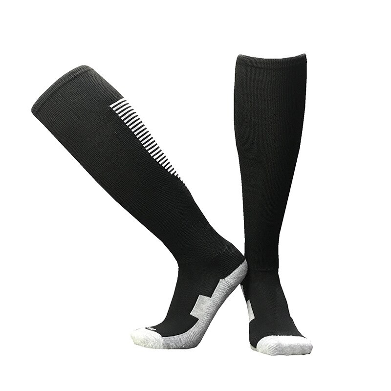 5 Pairs/lot Spring Autumn Sports Socks Men Football Socks Women's Towel Bottom Long Knees Breathable Basketball Socks HEQ550: Black white stripes