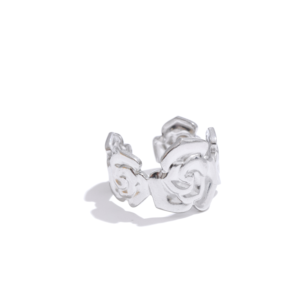Anillo chapado en PVD de Color dorado ajustable abierto con flor de océano Yhpup para mujer, joyería de acero inoxidable a la , accesorios al por mayor: Naranja