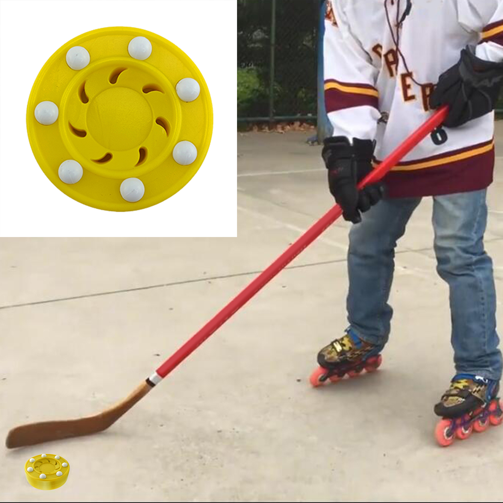 Robuster rollhockey-puck, standard-radpucks, slider-trainer-puck, 4 farben: Gelb