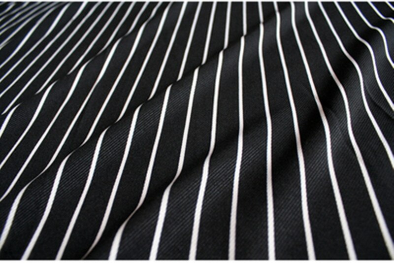 Halv meter sort stribe elastisk chiffonstof til kjole bukser skjorte pigetøj ikke gennemsigtig  t885: 10