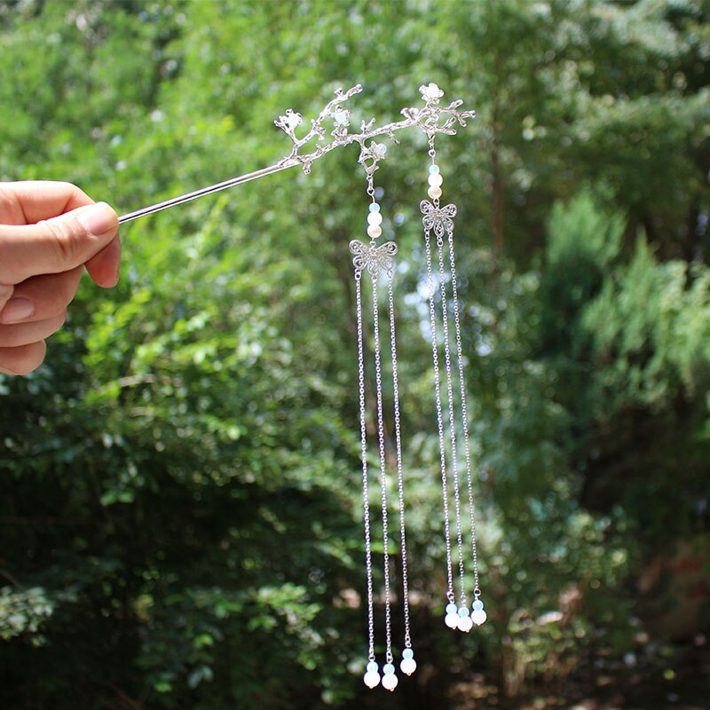Ancient style Hairpin Hair Stick Step shake Hanfu accessories Headwear Super fairy Kanzashi Long Tassel Handwork Hair Ornaments
