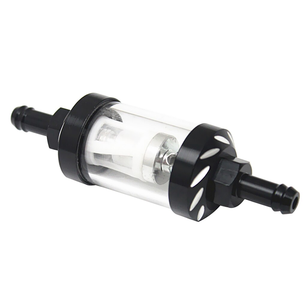 Filtro de combustible Universal para motocicleta en línea de gasolina vidrio negro 8mm 5/16 pulgadas lavable