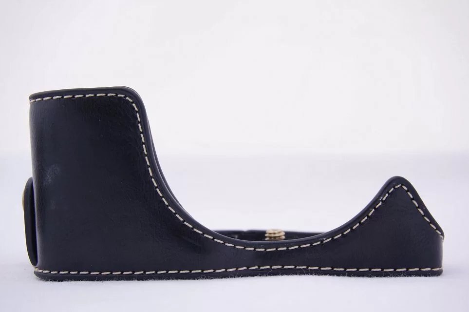 Pu Leather Camera case Bag for Canon EOS M2 EOS M EOS M Camera opening battery with strap: Black