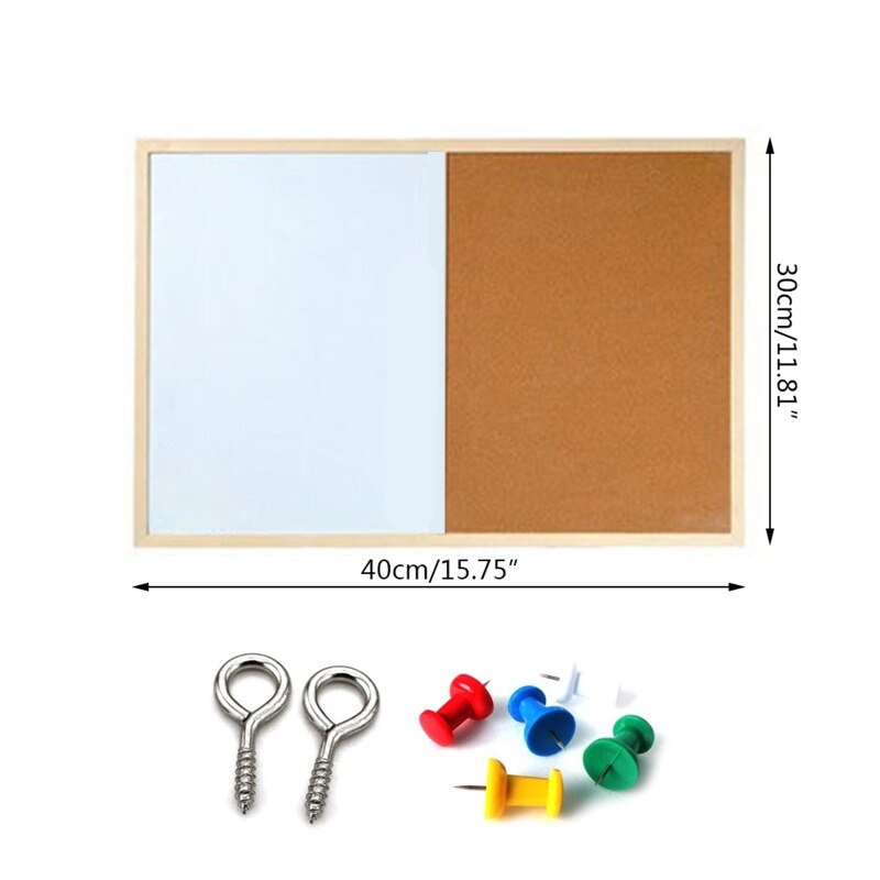 Message Cork Board Wood Frame Whiteboard Drawing Combination Magnetic Boards WXTB