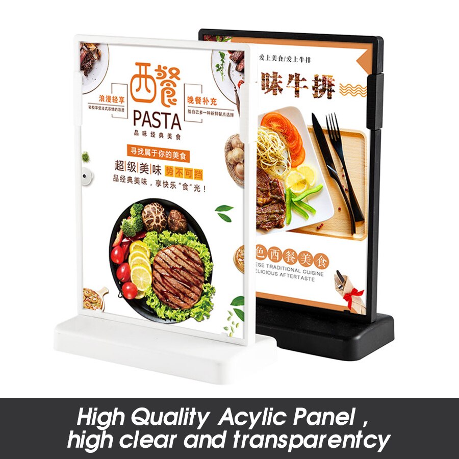 A5 l og t form bordplade akryl menu skilt holder produkter counter folder flyer plakat holder display stativer ramme