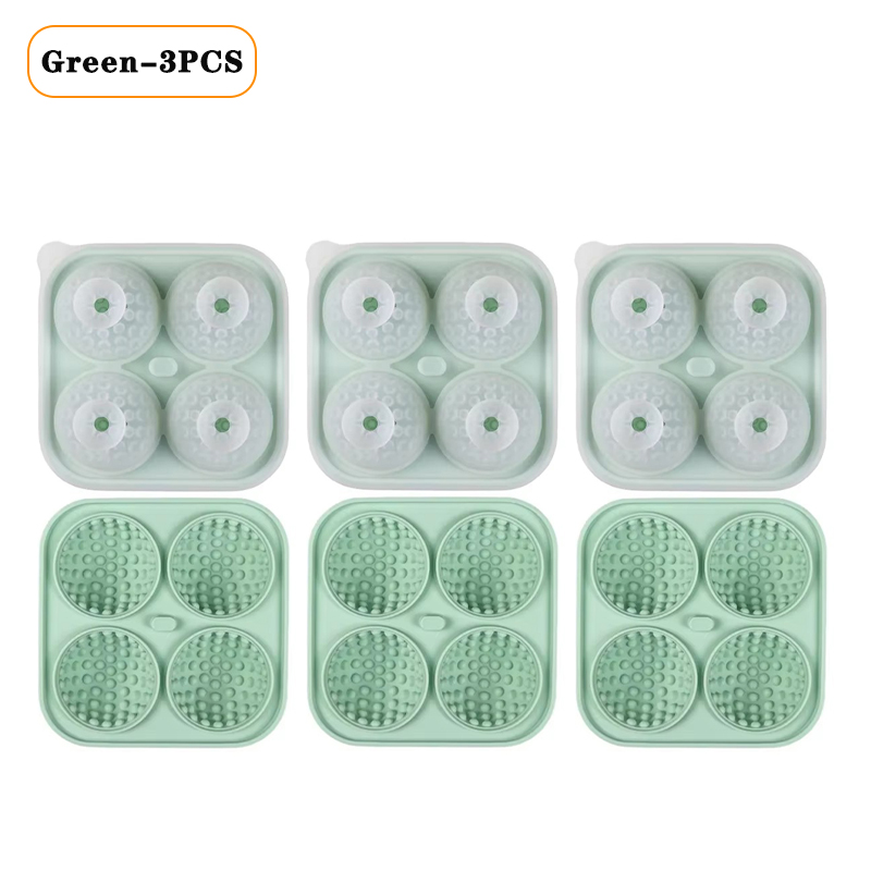 1/3/5PCS Ice Cube Mold 3D Golf Ice Puck Hockey Tray Mold Whiskey Silicone Ice Box Silicone Ice Tray Ice Hockey with Funnel: green