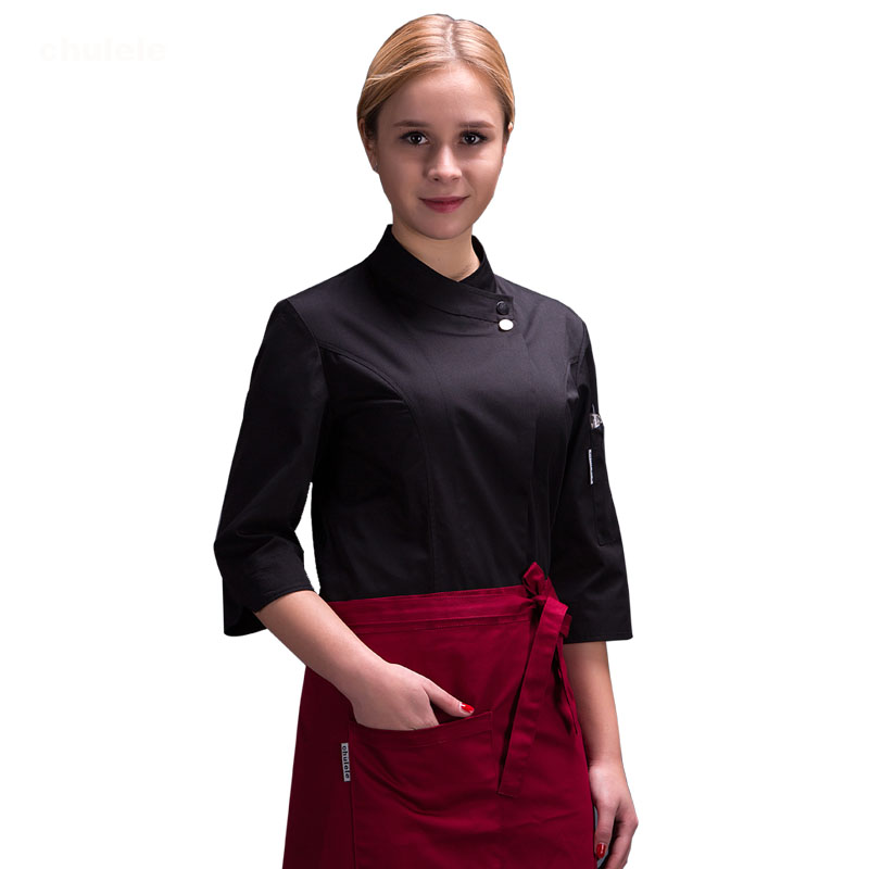 Mad kok køkken jakke hvid hotel uniform sommer restaurant tjener arbejdstøj tøj dame & #39 ;s køkken jakke