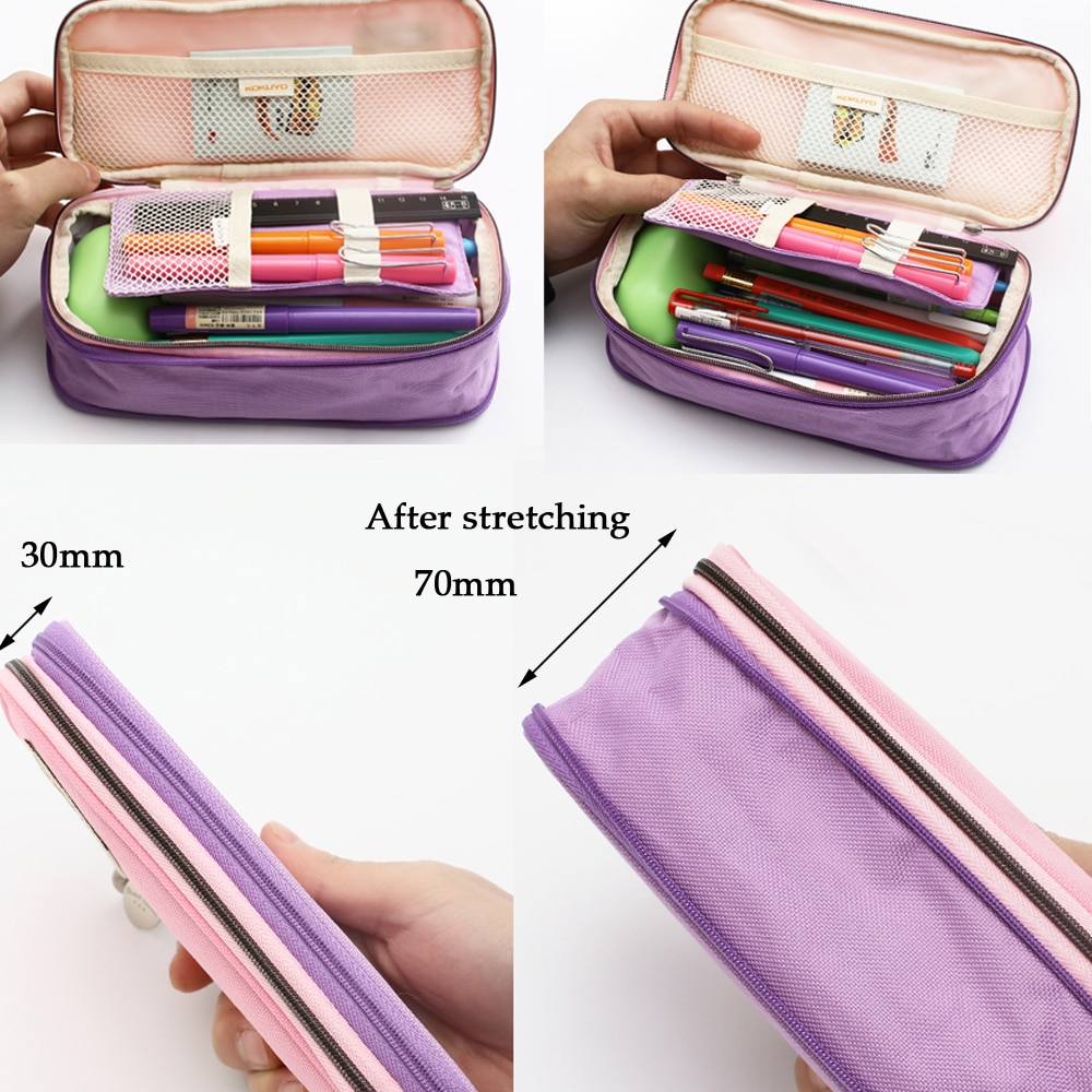 KOKUYO Macaron Pencil Case Stretch Zipper Large Capacity Pencilcase Cute Pencil Box Kawaii Kid School Pen Case Estuche Escolar