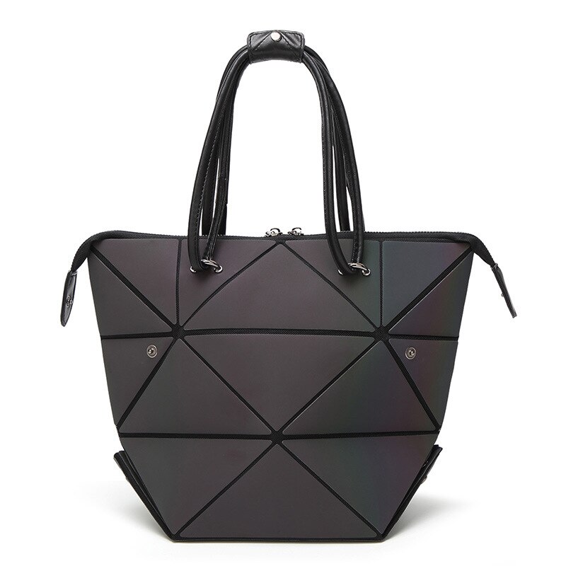 Bolso luminoso para mujer , bolso de cuadros geométricos plegado para mujer, bolso de mano informal a la , bandolera mensajero para mujer, Mochila