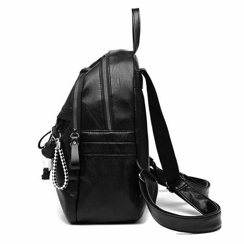Toposhine Famous Brand Backpack Women Backpacks Solid Vintage Girls School Bags for Girls Black PU Leather Women Backpack 1523