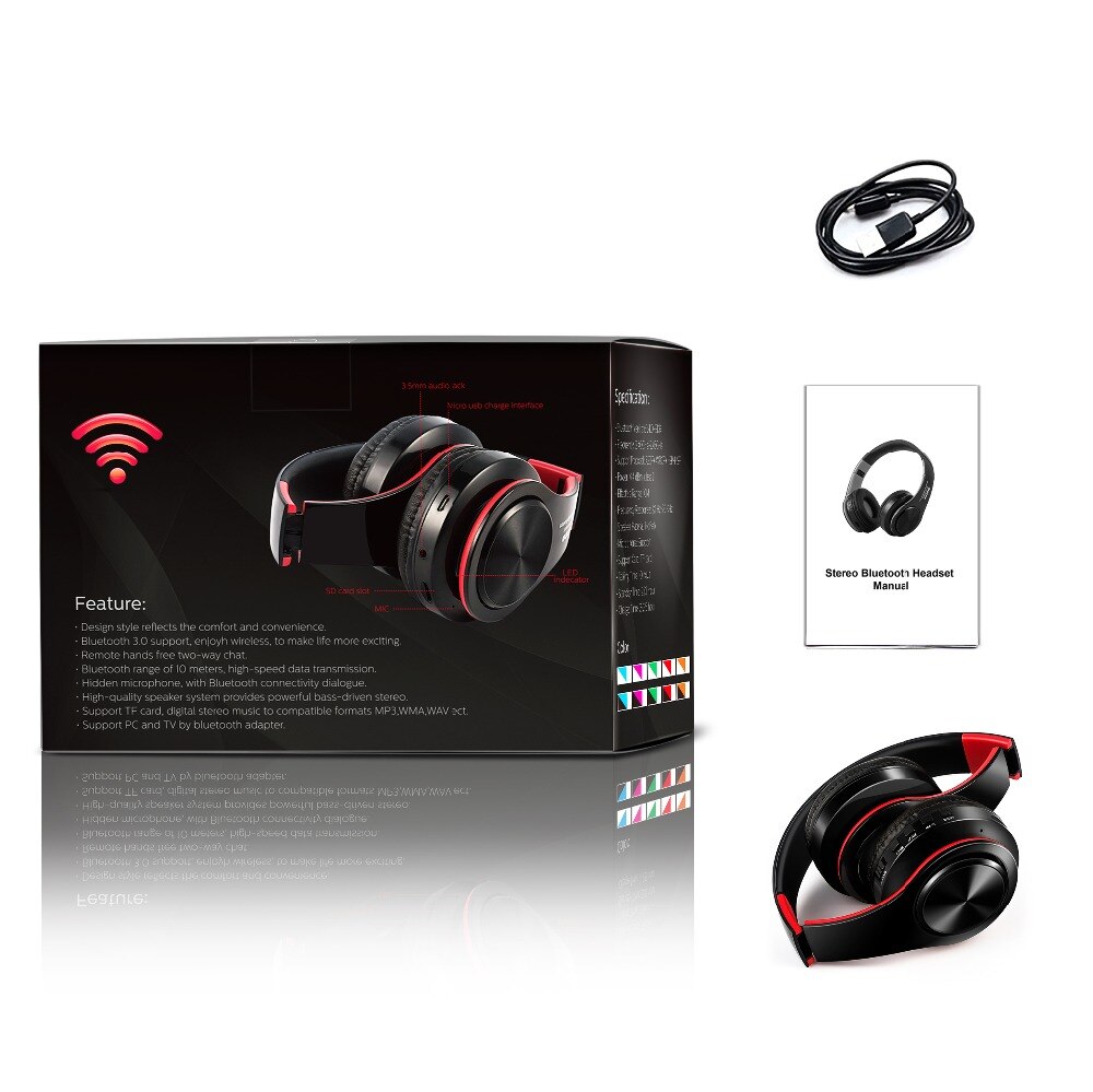Foldable Over Ear Wireless Earphone Headset Stereo Earphone with 3.5mm Connection port for phone DJ mp3 Sport Earphones