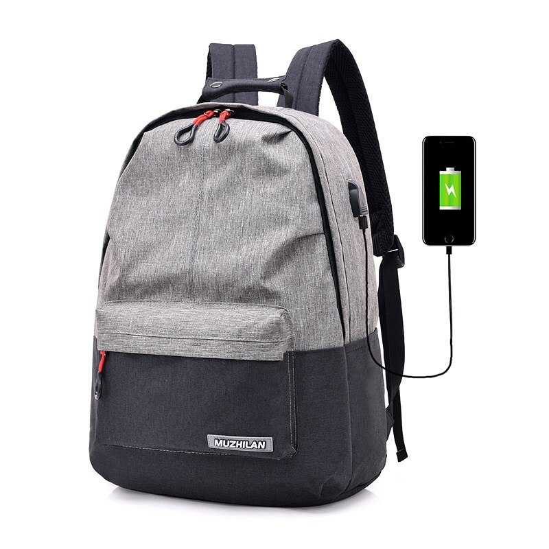 Backpacks for Men Back Pack for School Bag Bagpack Women College Canvas Backpack usb Charger Charging Schoolbag for Laptop KL552: Gray