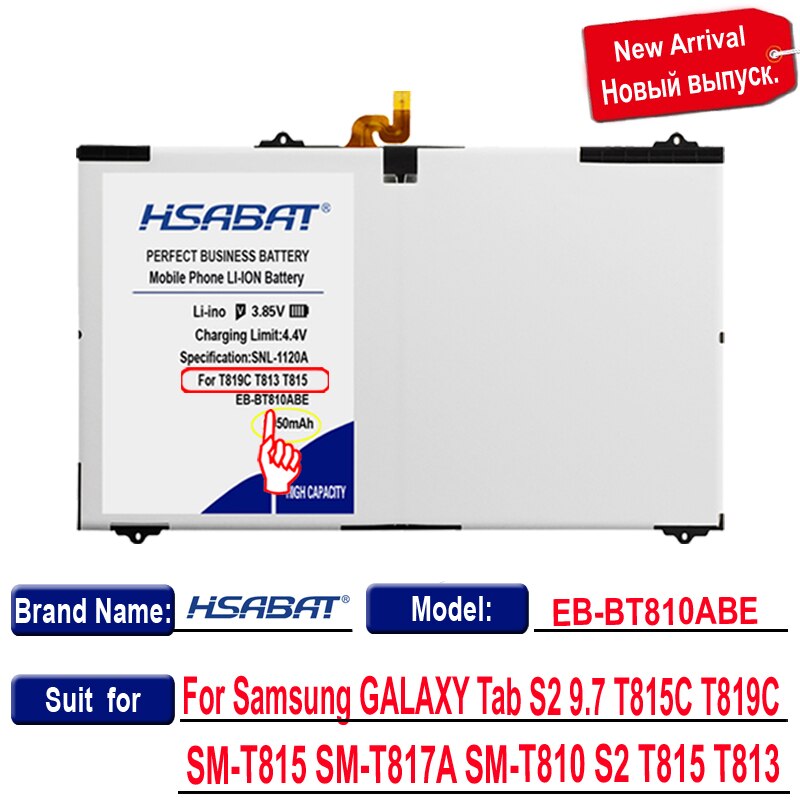 HSABAT 0 Cycle EB-BT810ABE Battery for Samsung GALAXY Tab S2 9.7 T815C SM-T815 T815 SM-T810 SM-T817A S2 T813 T819C Accumulator