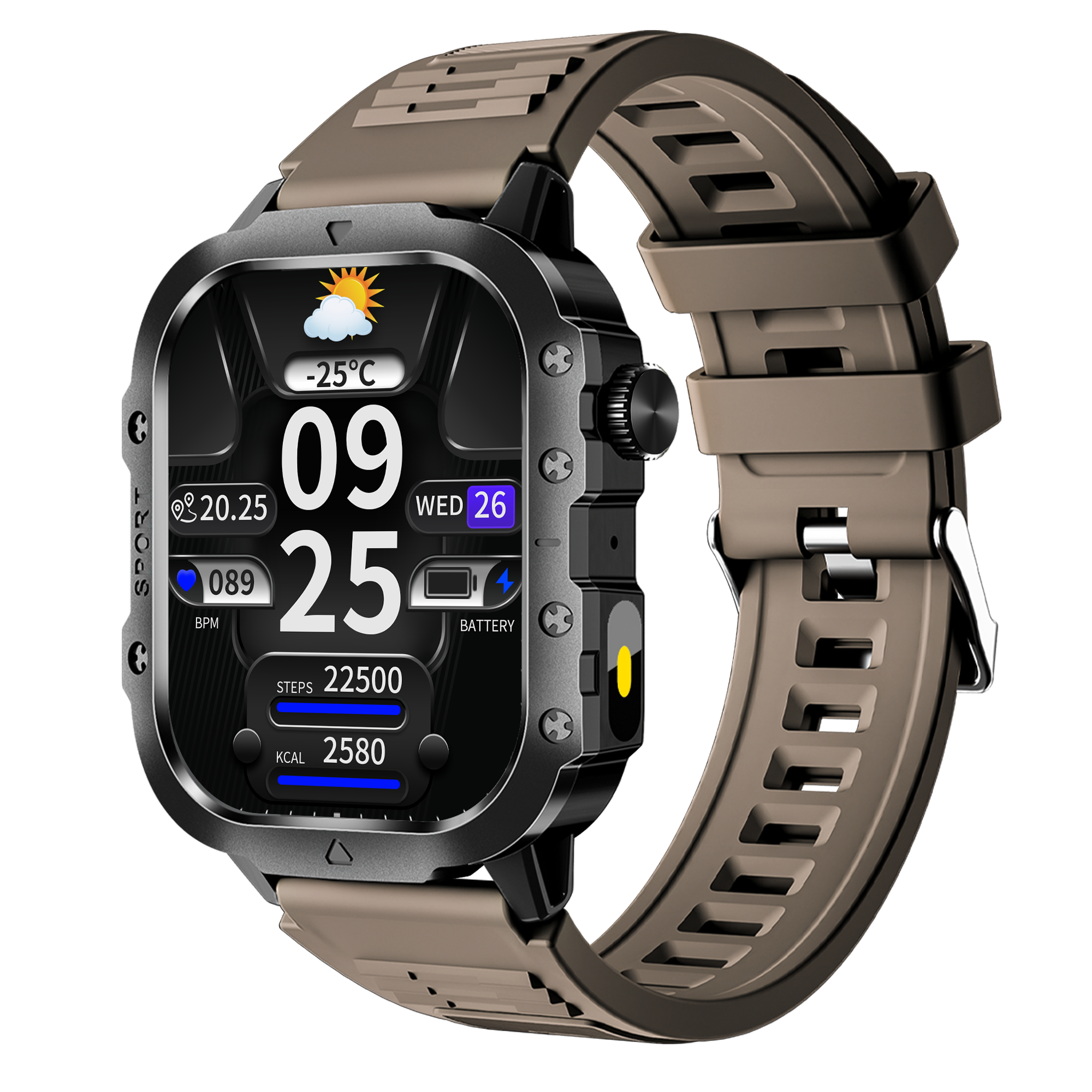 2025 Nuovo accorto guarda dinamico isola uomini Torcia Cuore Raro Impermeabile sport tutto'aria aperta inseguitore Chiamate senza fili Smartwatch: marrone