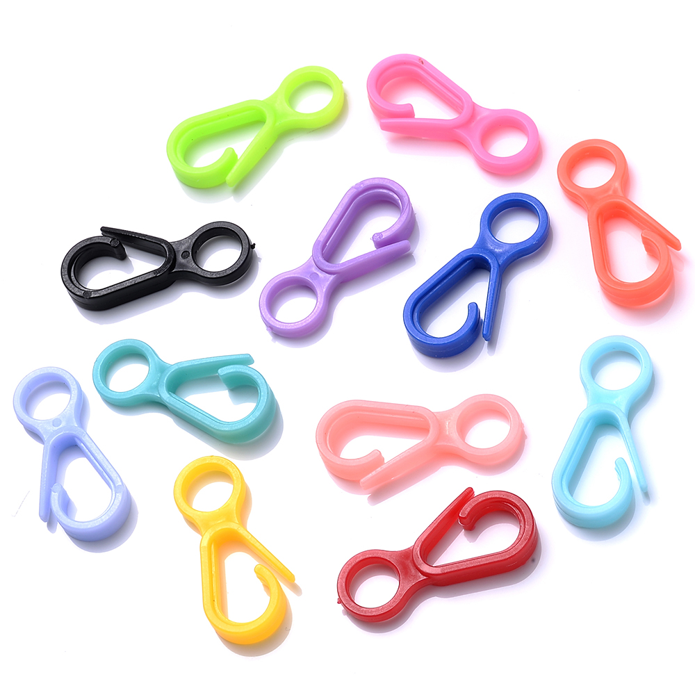 Crochet de fermoir à homard en plastique coloré, 30 pièces, 13x33mm, connecteur d&#39;extrémité acrylique pour bricolage, couture, sac de bagages, porte-clés, jouets, crochets de poupée
