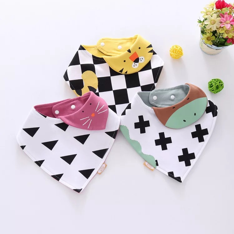 Reusable Washable Cotton Baby Bibs Burp Cloth Print Arrow Wave Triangle Bibs Cotton Adjustable Baby Meal Bib Infant Bibs