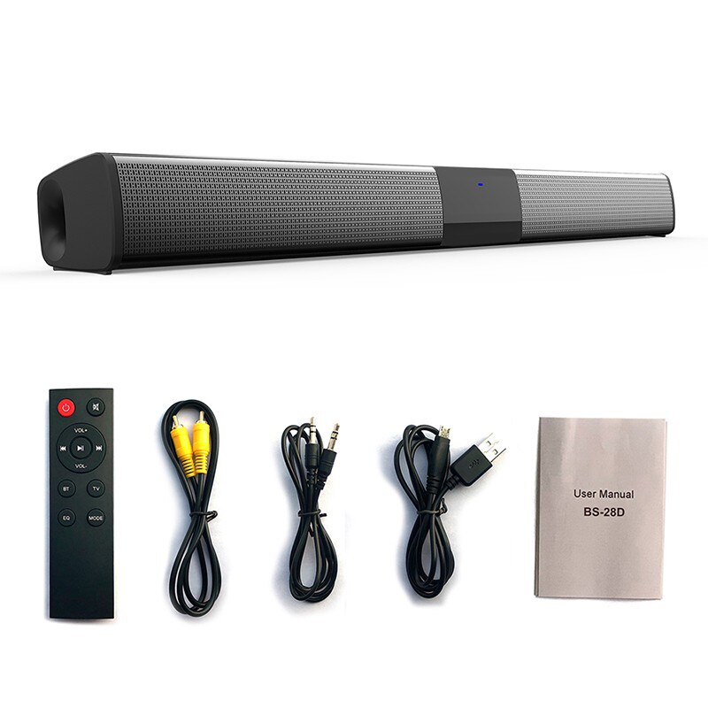 BS28D 20W TV Sound Bar Wired and Wireless Bluetooth Speaker Home Surround SoundBar for PC home Theater restauran TV Speaker: Default Title