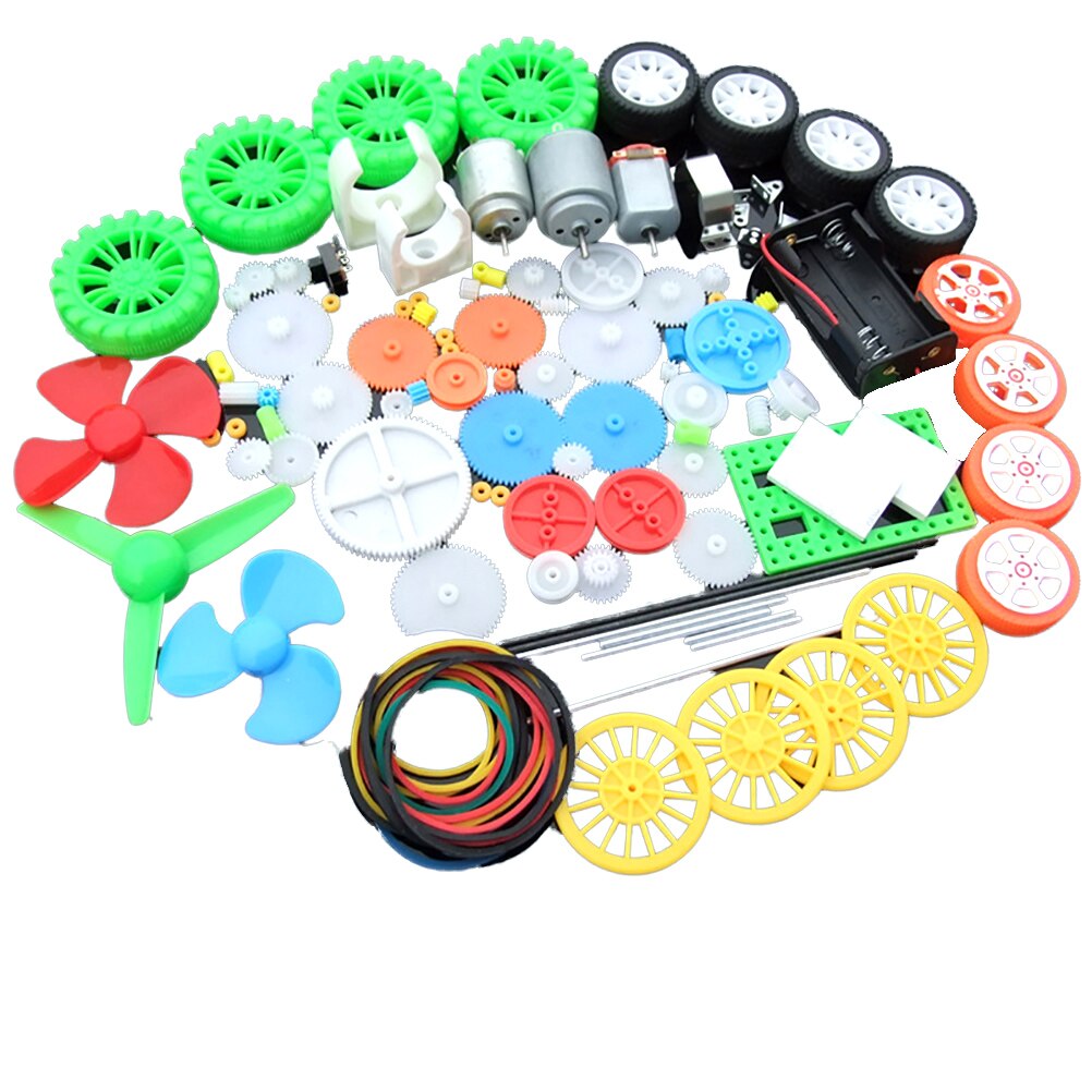 112Pcs DC Motor Kit Electric Mini Motor with Plastic Gears Motor Mounting Bracket Shaft Propeller for DIY Science Projects