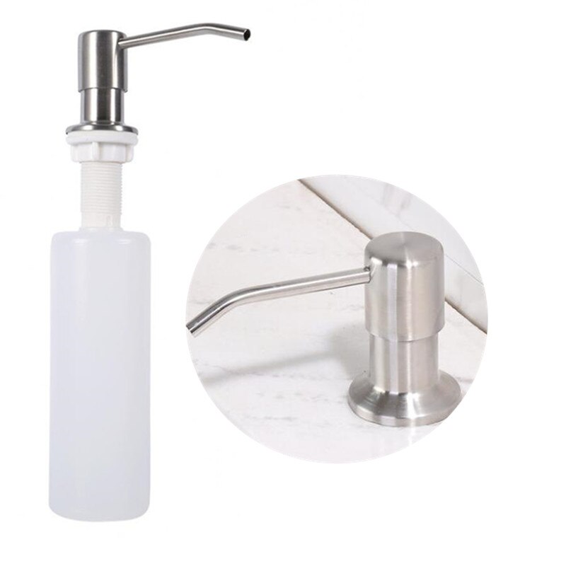 Wzly handtvål dispenser däckfäste vit/beige tvål dispenser diskbänk flytande tvål dispenserflaska: Borstad 400ml