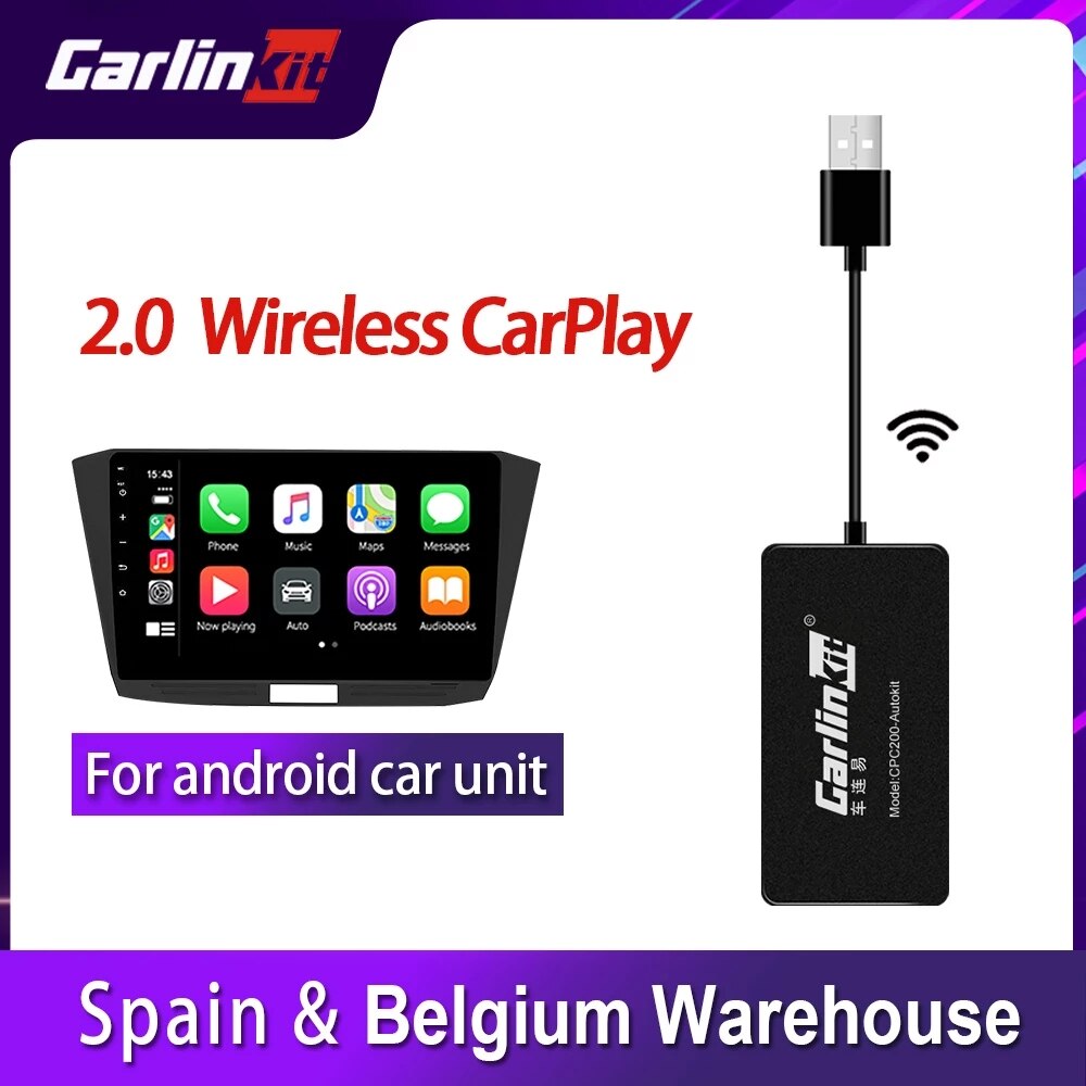 Carlinkit-Accesorio para reproductor multimedia de coche, activador inalámbrico compatible con Android y iPhone, color negro, con conexión USB para escuchar música a través de Autokit y CarPlay