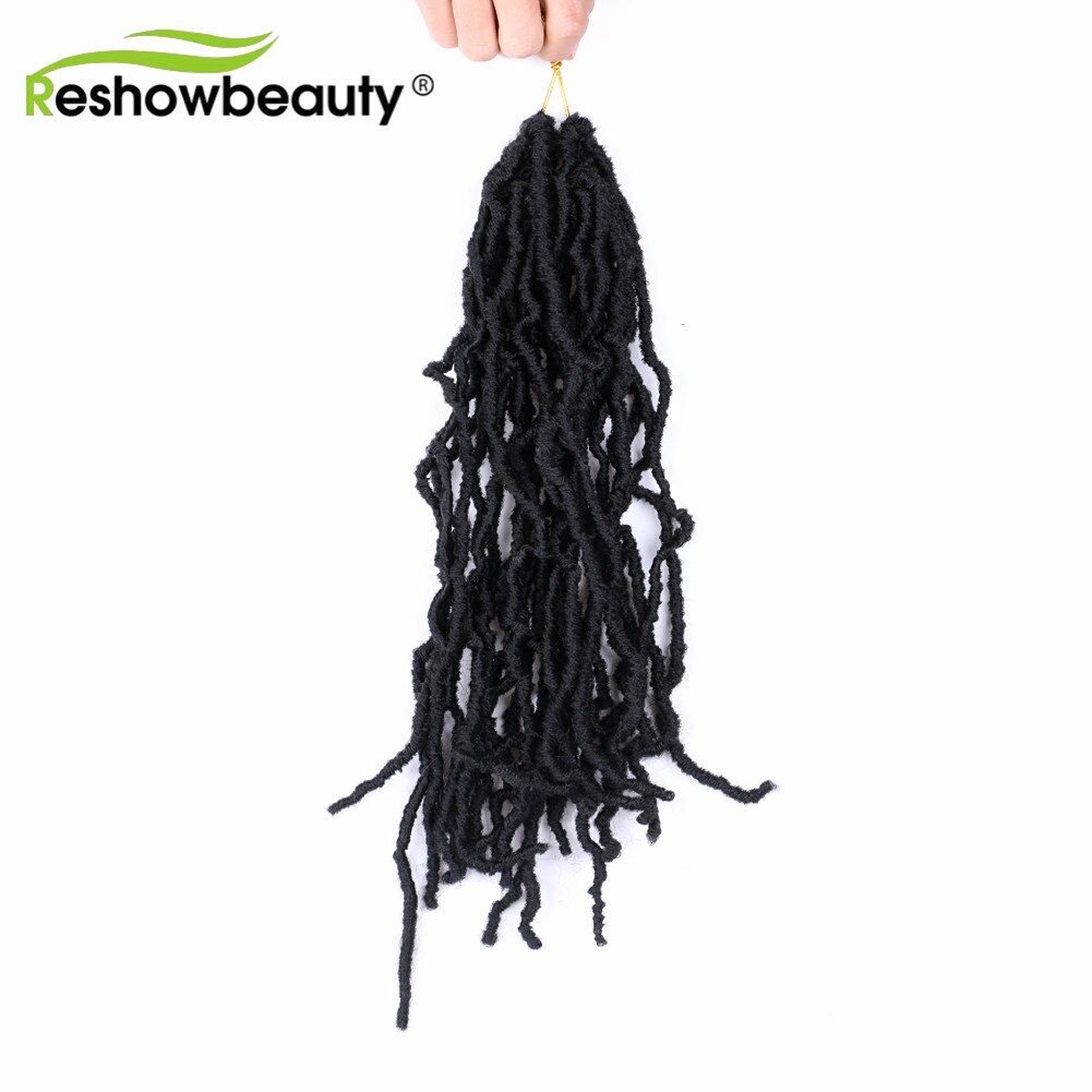 Synthetic Crochet Braids Nu Locs Faux Locs 24 inches Curly Reshowbeauty 20 Strands/Pack 110 Gram Pure/Ombre: #1B