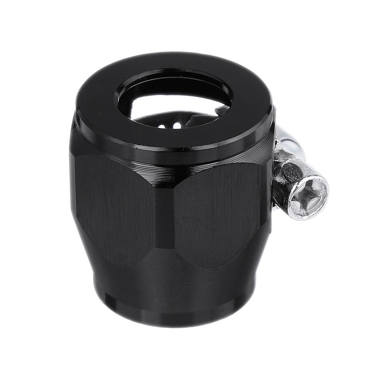 AN8 Hex Hose Finisher Clamp With Screw Band Hose End Cover Fitting Adapter: Black
