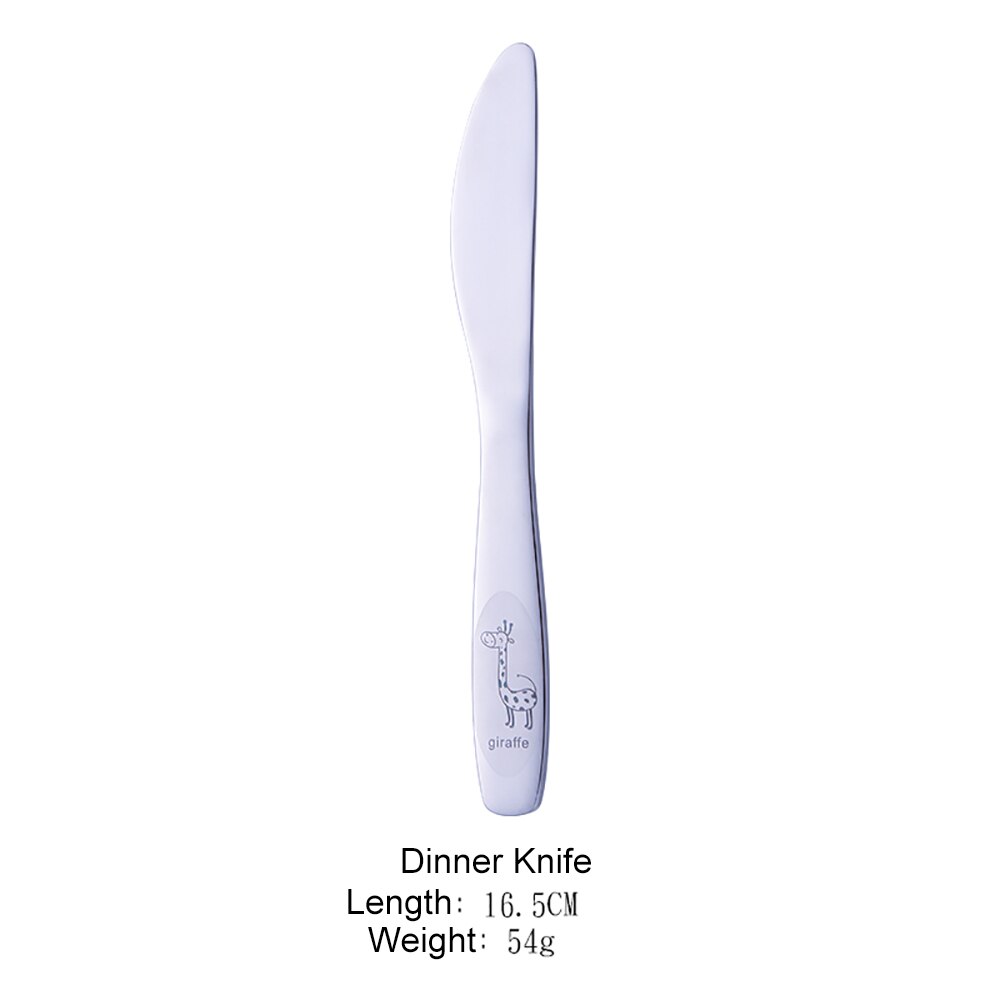 Couverts pour enfants, vaisselle en acier inoxydable, dessin animé girafe, couteau fourchette cuillère enfants, ensembles de vaisselle pour la cuisine de la maison 4 pièces: Dinner Knife