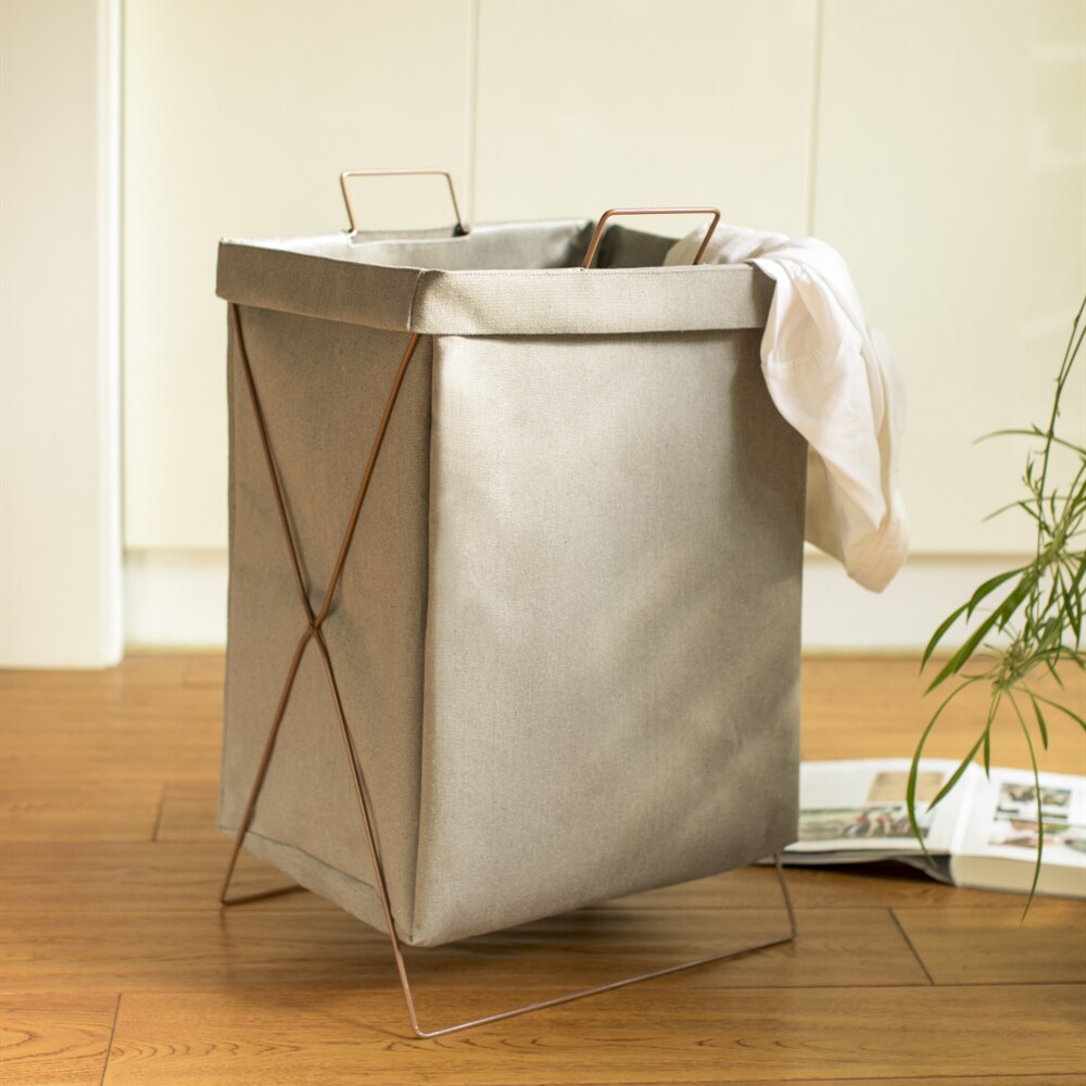 cotton linen Nordic simple support-type laundry basket waterproof moisture-proof foldable laundry bag